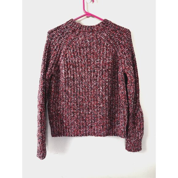 Esprit Womens XS Marled Chunky Knit Sweater Y2K 90s Retro Vibes Red Purple Cozy - Picture 2 of 5